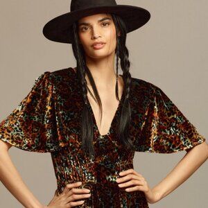 Hale Bob Velvet Burnout Mini Dress – Boho Y2K Romantic‎ Blouse – Size M